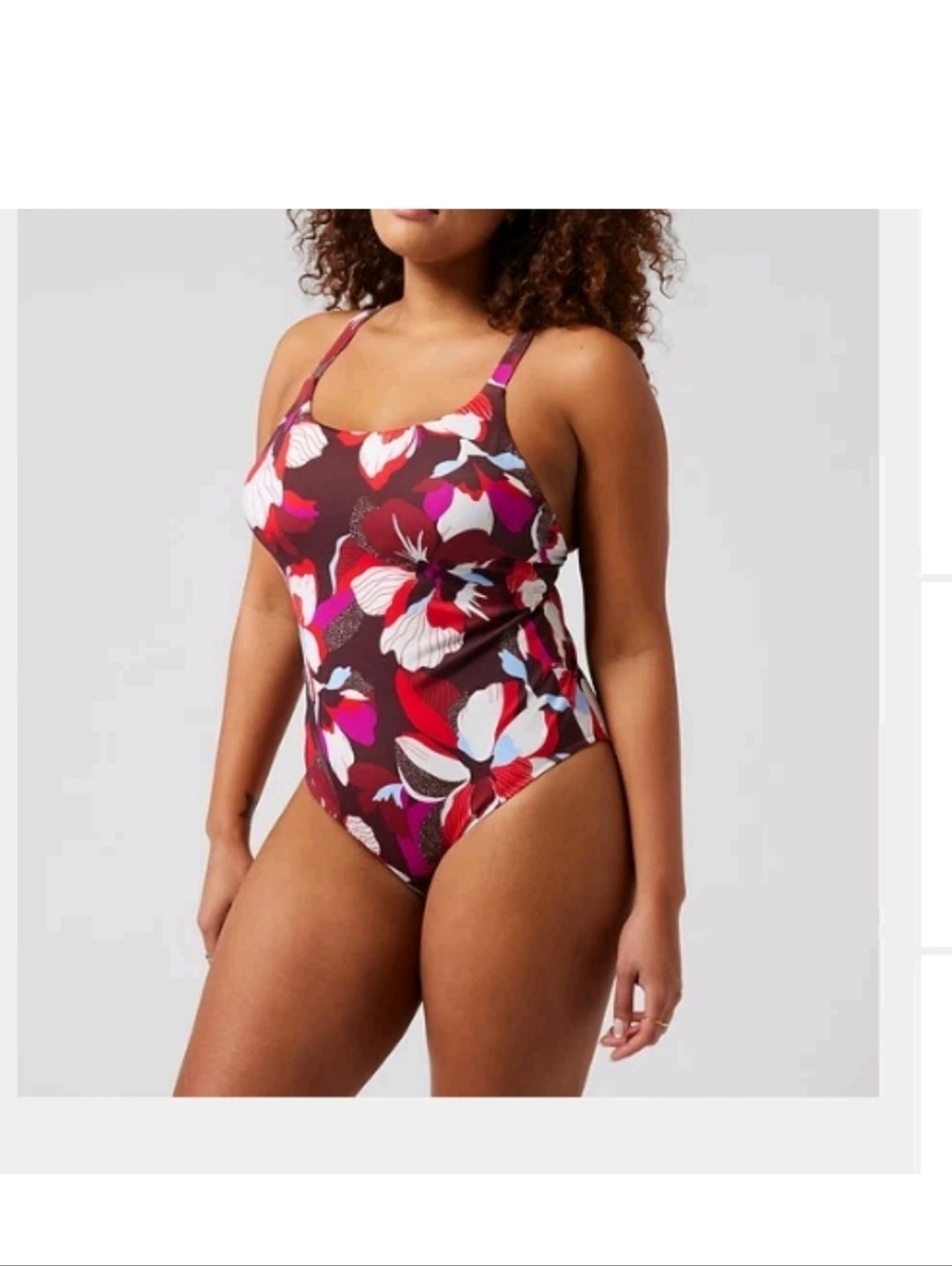 NWTs Athleta Floral Hermosa One Piece Swimsuit XL Hero Bloom Chocolate $109